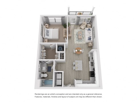 Floor plan for 1 bed, 1 bath, 783 sqft